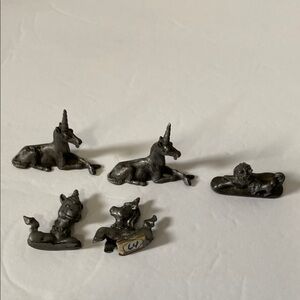 Lot of 5 2” Silver Pewter Unicorns